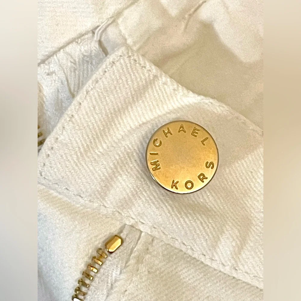 Made in Italy Y2K white ankle jeans gold hardware Michael Kors size 0 collection - Picture 9 of 14